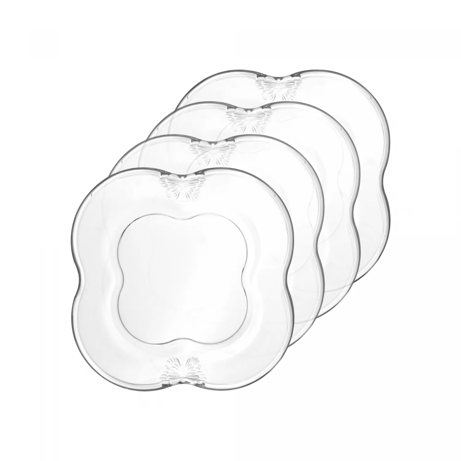 Conjunto 4 Pratos para Sobremesa de Vidro Butterfly 17cm - Wolff