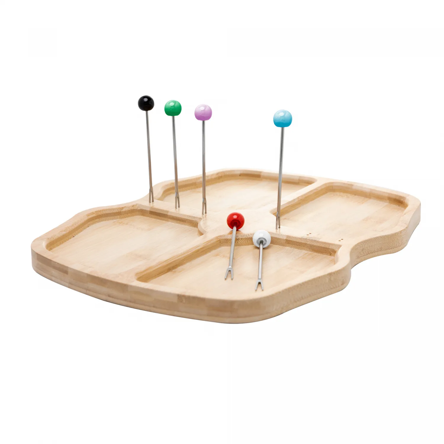 Conjunto 7 Peças Petisqueira e 6 Garfos 38cm x 30cm x 2cm Bambu - Wolff