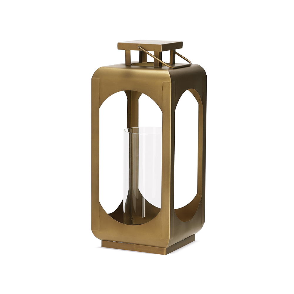 LANTERNA EM METAL COM COPO EM VIDRO